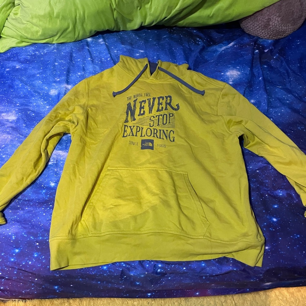 Men’s North Face Never Stop Exploring Yellow and Grey Hoodie- Size XL🔥